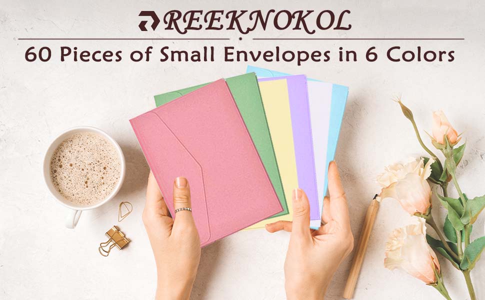 60 Pcs Small Envelopes, Multi Color Mini Envelopes Small Coloured