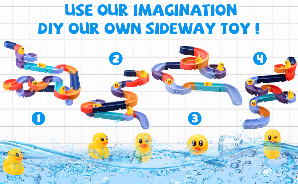 Slide Bath Toy for 1-8 Year Old, Bath Track Toy, Interactive Sliding Shower Track Water Toys