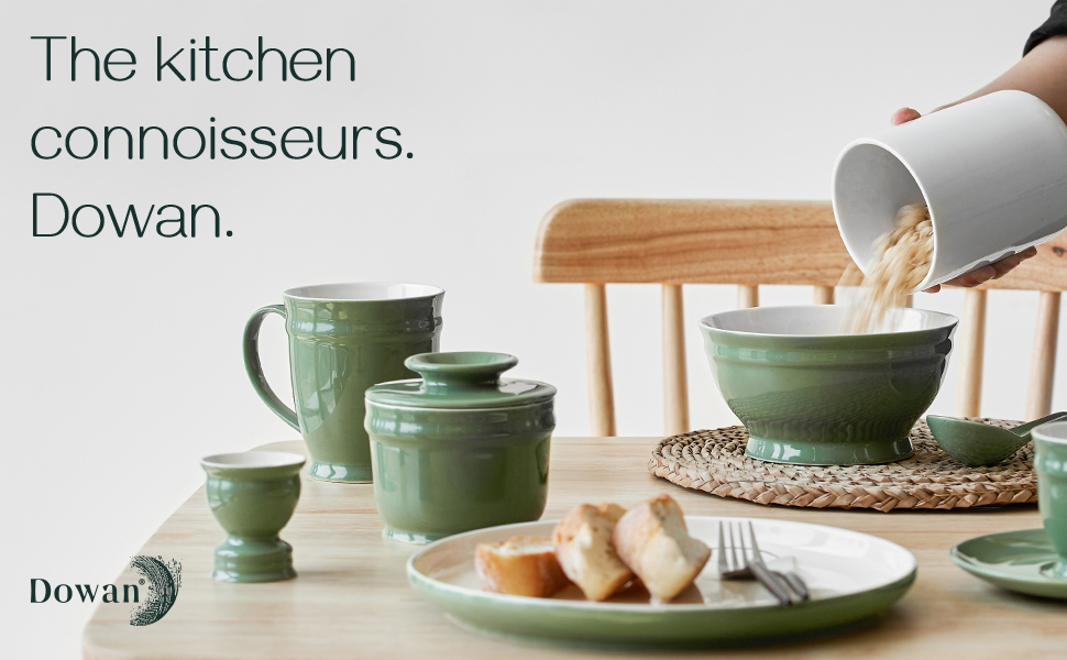 DOWAN Butter Keeper Crock 6oz Porcelain French Butter Dish with Lid, Ceramic Butter Dish for