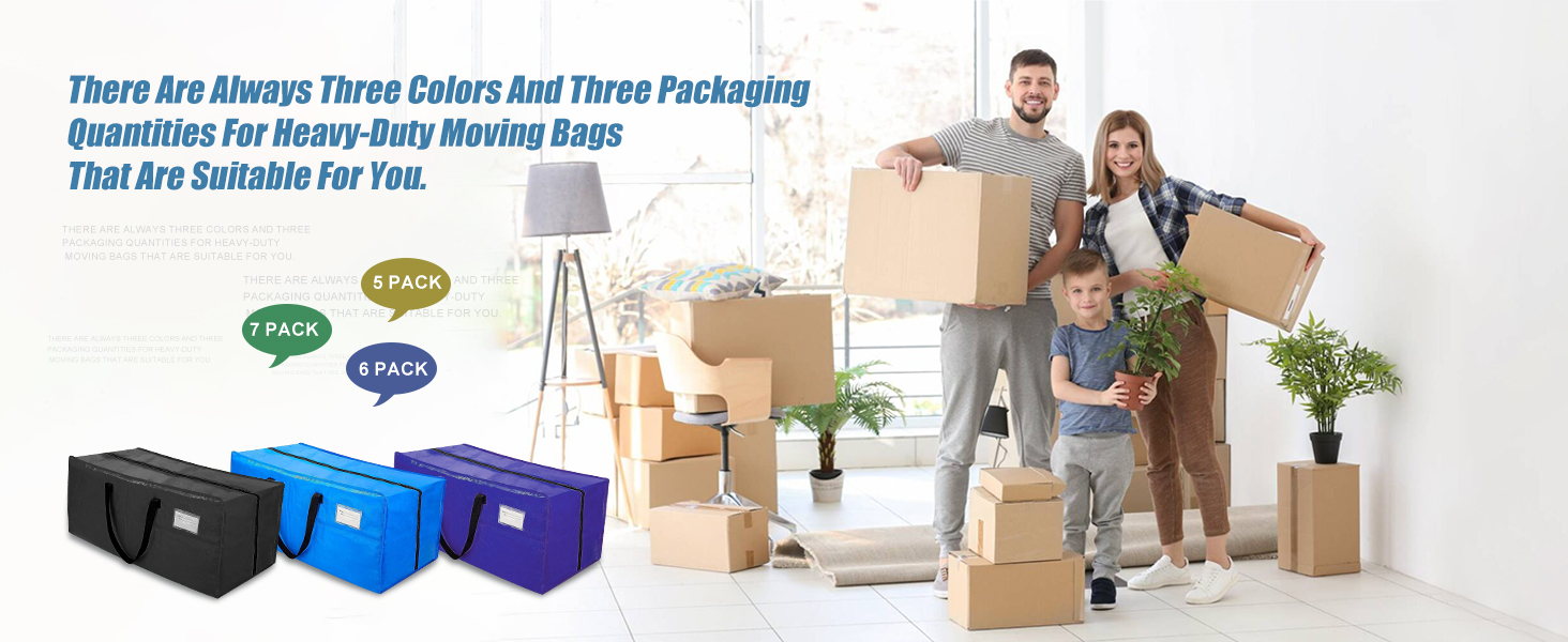 7 Pack Heavy Duty Moving Bags or Large Storage Bag, Boxes for Packaging