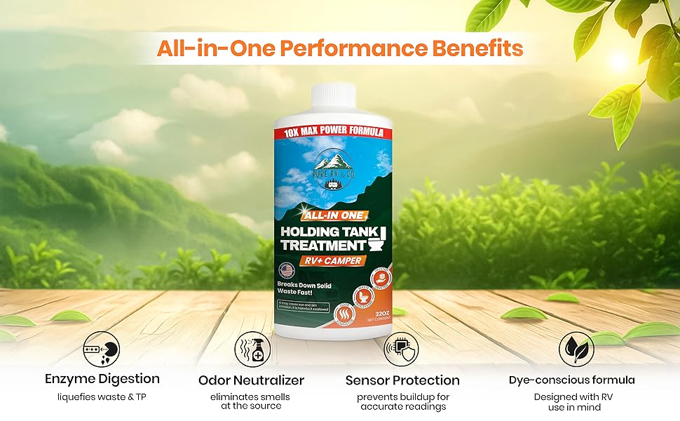 rv holding tank treatment, enzyme cleaner, odor eliminator, camper safe septic solution