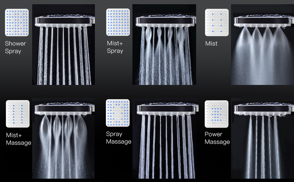 Shower Head, Newentor High Pressure Shower Heads with 6 Sprays, Power