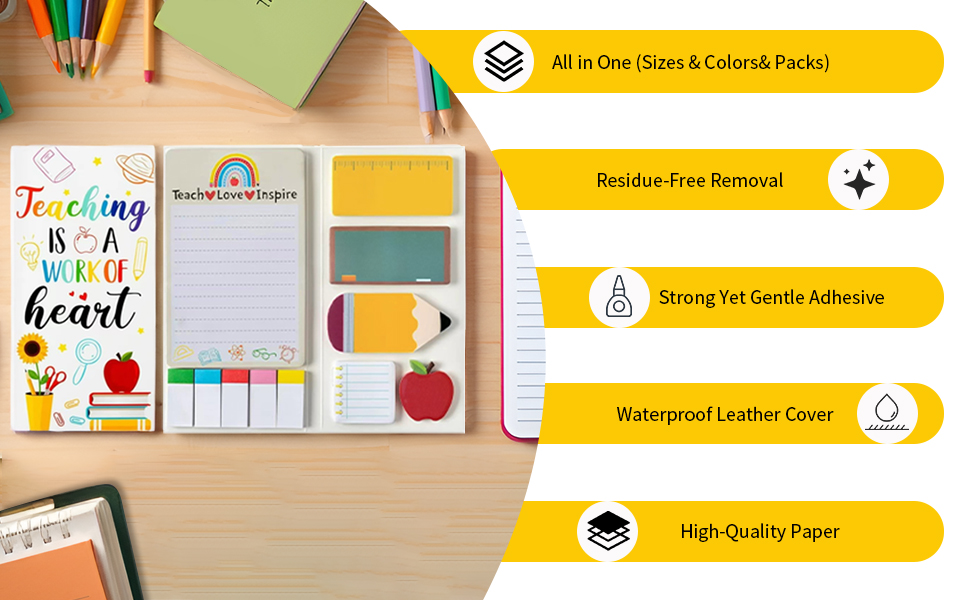 Sticky Notes Set, 440 Sheets, Cute Cartoon Frogs Self-Stick Notes Pads, Animal Divider Tabs Bundle