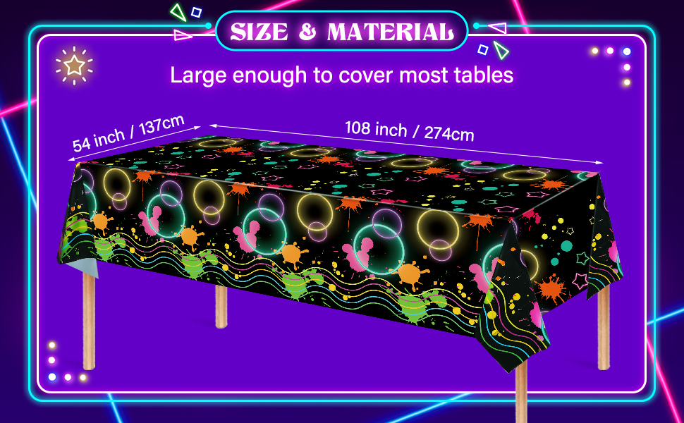 Neon Tablecloth Glow Party Table Covers 108 x 54 Inch