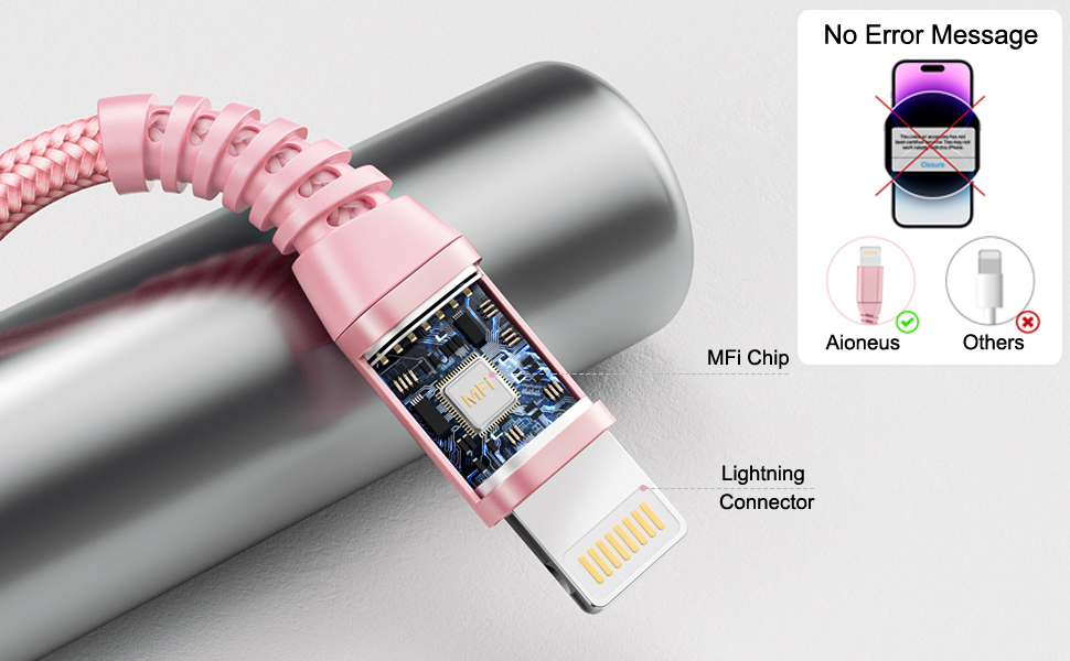 Aioneus Lightning Cable 2m 2pack, iPhone Charging Cable MFi Certified