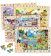 知育玩具 mkrs Amazon.com: SYNARRY Wooden Vehicle Puzzles for Kids Ages 4-6