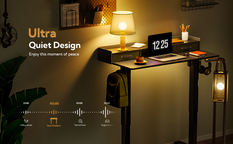 Claiks Standing Desk with Drawers, Stand Up Electric
