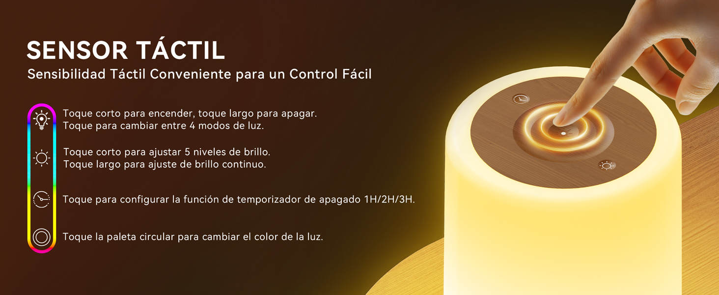 Pantalla de interfaz de control con sensor táctil que muestra los niveles de sensibilidad táctil codificados por colores con un punto táctil circular iluminado