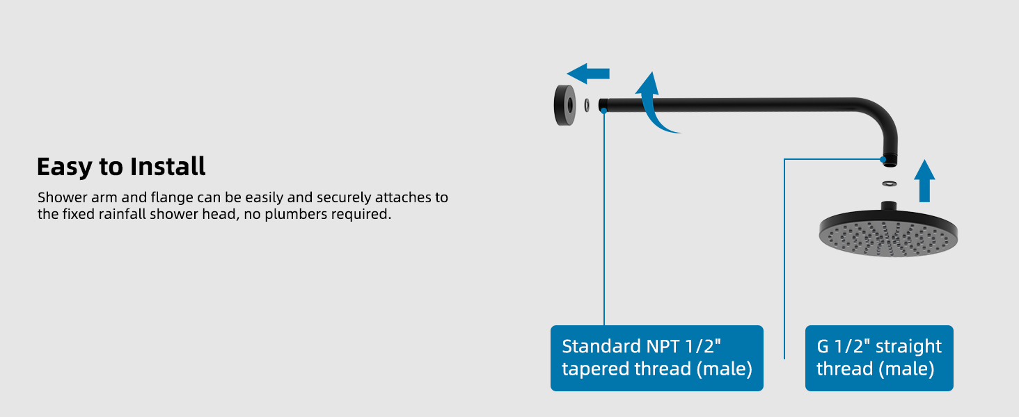 Hibbent 16 Inch All Metal Shower Extension Arm, Extra Long Shower Arm