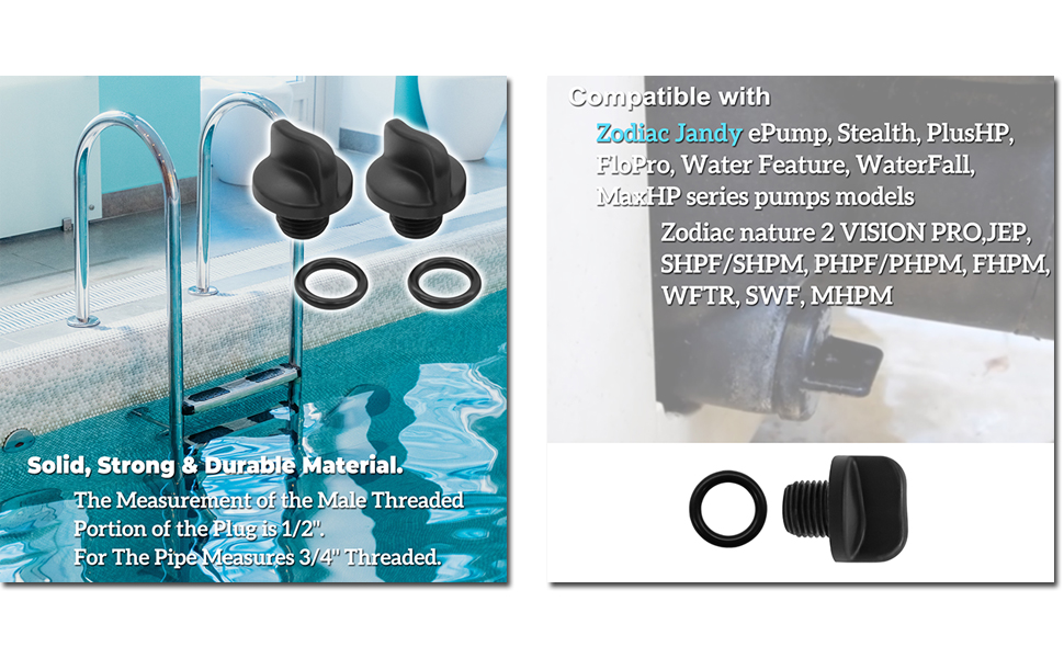 Pool Pump Drain Plug with ORing Replacement for Jandy Zodiac Filter Pumps,Polaris