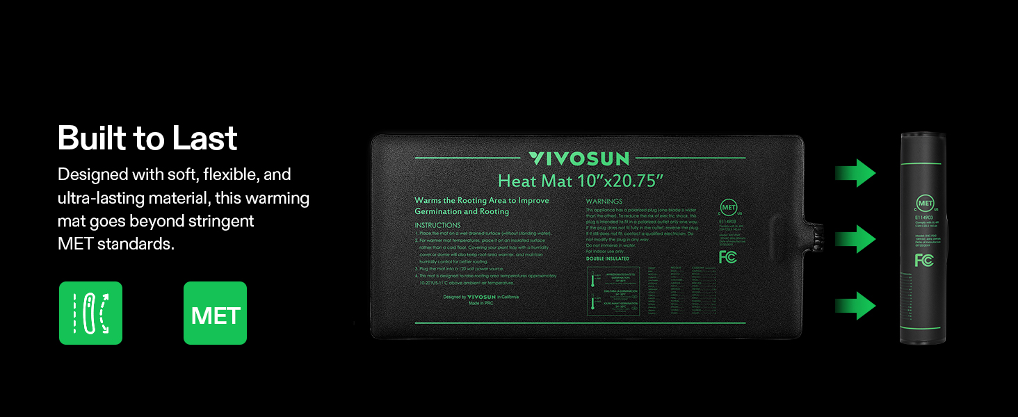 VIVOSUN 10"x20.75" Seedling Heat Mat and Digital Thermostat Combo Set