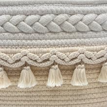 MillyBeas Nappy Caddy Baby cotton rope Basket Diaper Organiser Boho tassel fringe