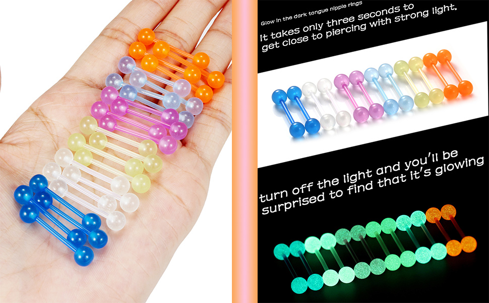 tongue rings nipple rings tongue piercing jewerlry nipple piercing jewelry 14G 14mm 16mm Plastic