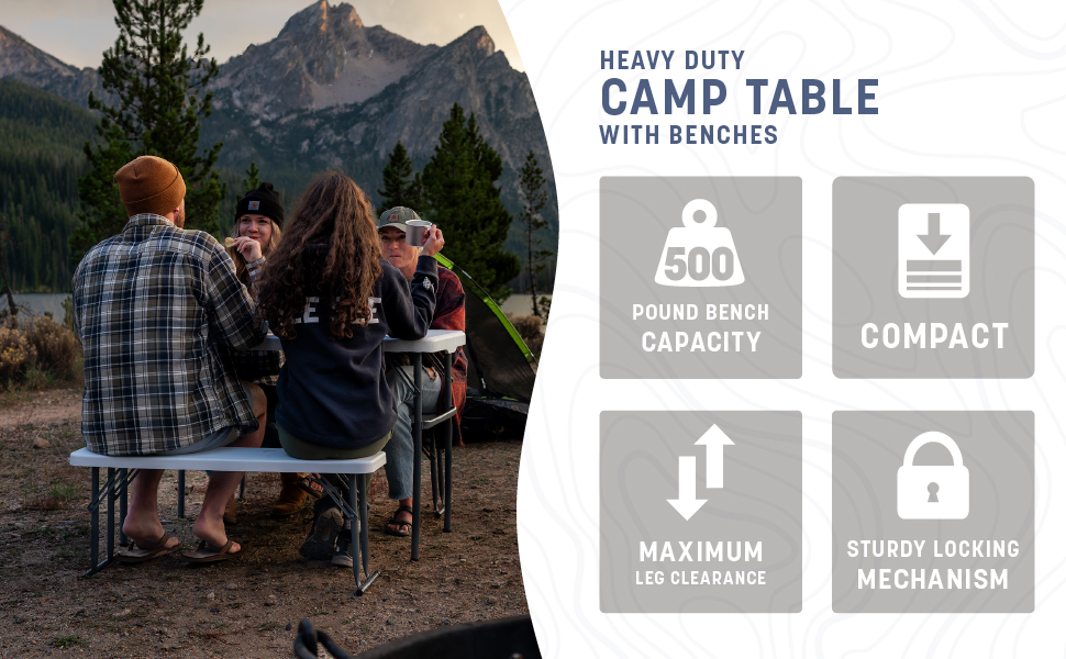 stansport, camp table, lifetime, bench, camping, cookware, camp stove, compact, durable, table set