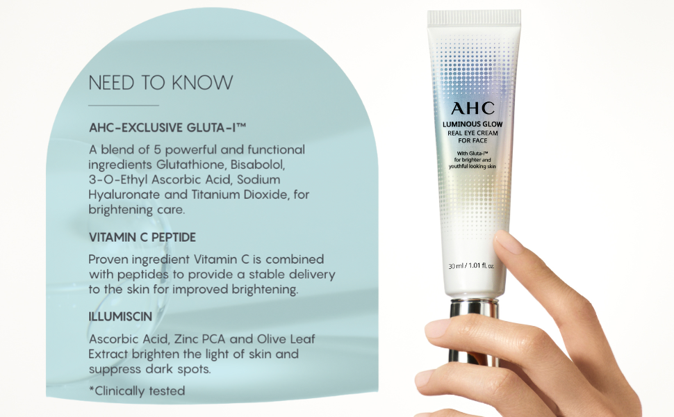 AHC Luminous Glow Real Eye Cream for Face, 30 ml Beauty