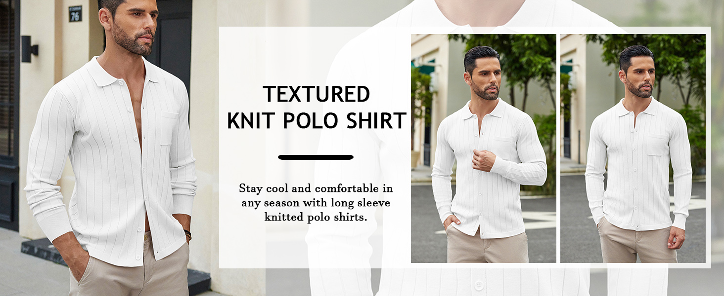 mens textured polo shirt