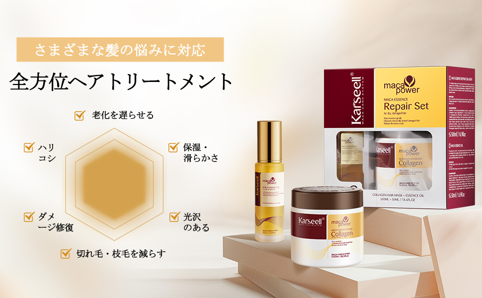 Amazon | Karseell コラーゲン深層補修ヘアマスク ヘアオイル