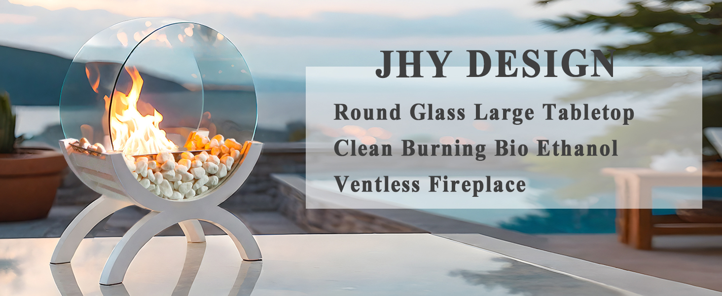 JHY DESIGN Round Large Tabletop Fireplace Table Top Firepit