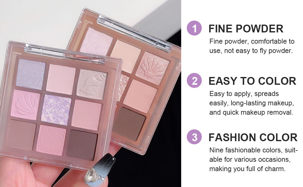 9Color Purple Nude Pink Colorful Eyeshadow Palette Makeup