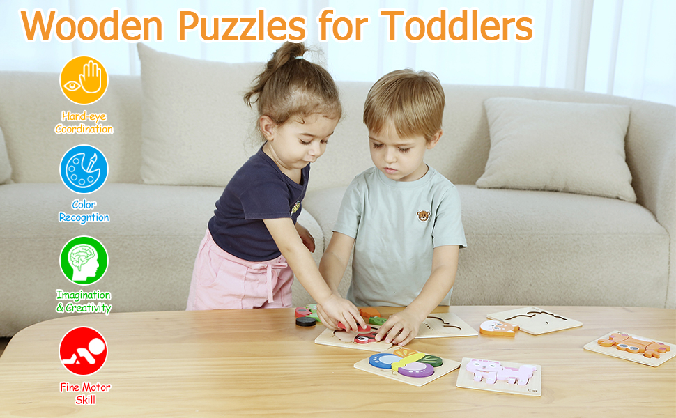 Tmgooyier Wooden Toddler Jigsaw Puzzle Gift Toy for 1 2 3