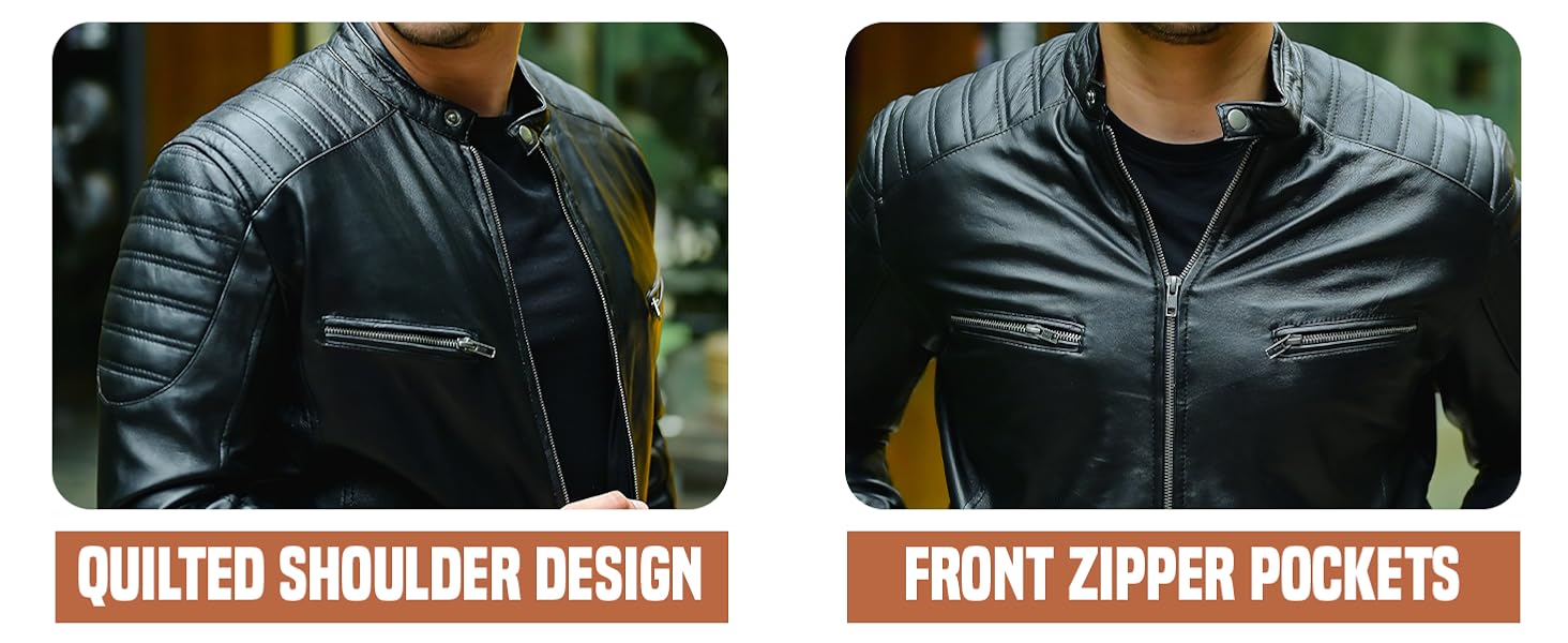 Jild Timeless Classic Leather Jacket Men Biker Style Real Lambskin