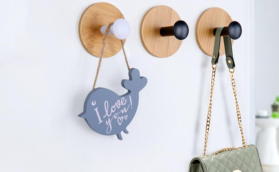 BeiLeiNiceHK Self Adhesive Hooks, Bamboo Robe Hooks