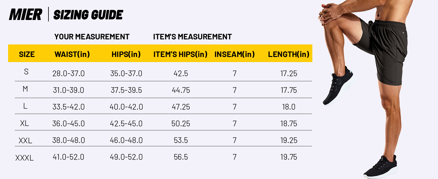 MIER Men's Workout Running Shorts 7 Inch Lightweight