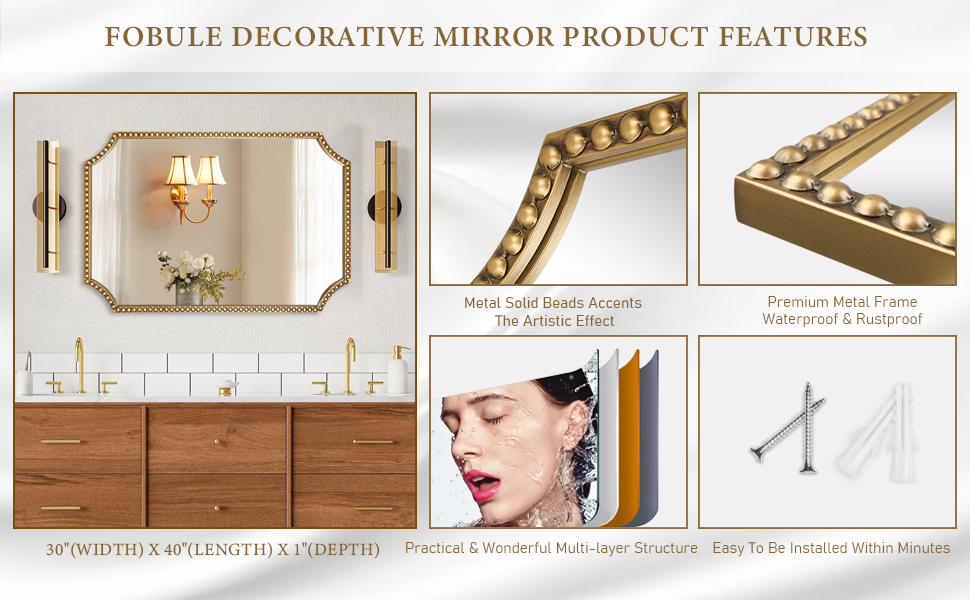 30"x40" Mirror for Wall, Full Scalloped ... 16 Wall Hanging Mirror