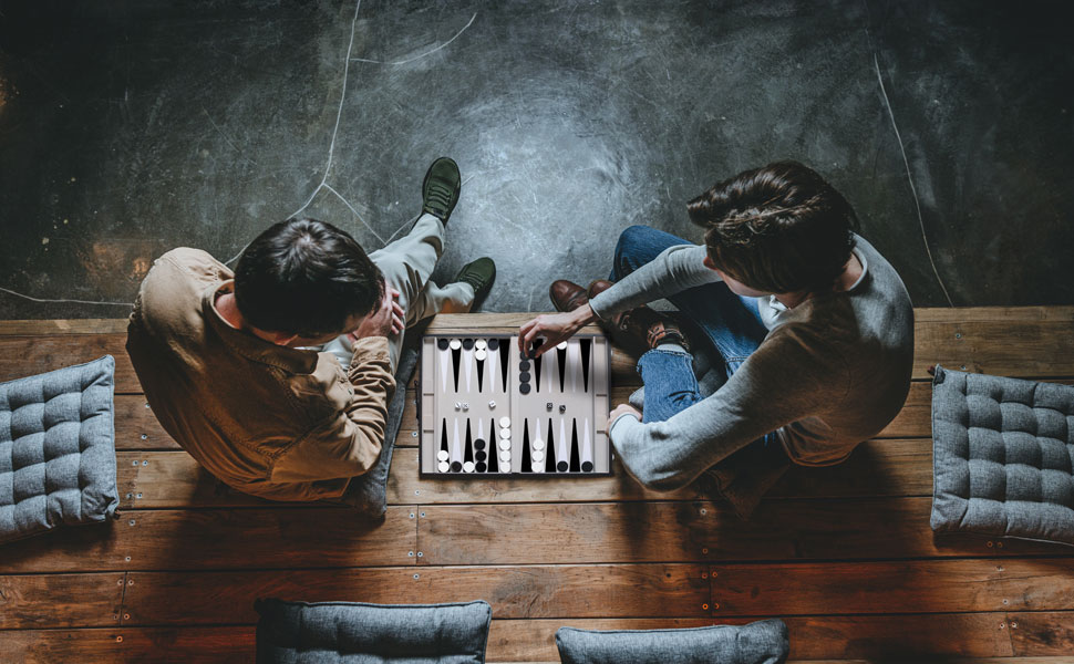 Leatherette Backgammon Set - Antalya - 17 Inches