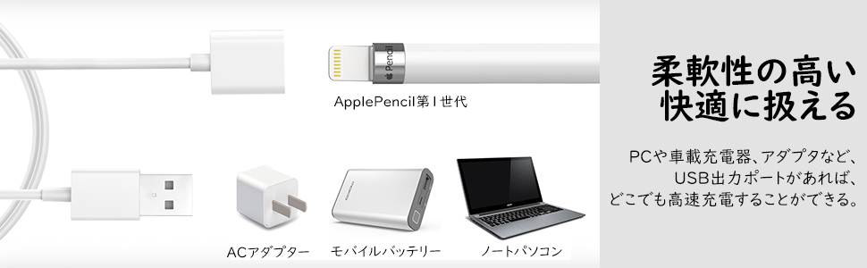 Amazon.co.jp: ApplePencil 充電ケーブル ATiC 長さ1M アップル