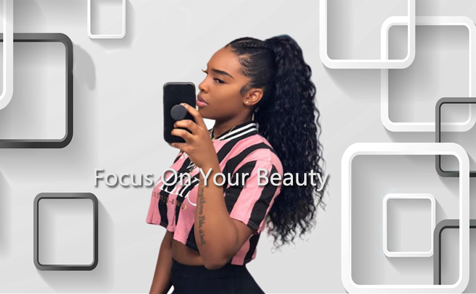 kanekalon Synthetic Hair Curly Drawstring Ponytail Extension for Women