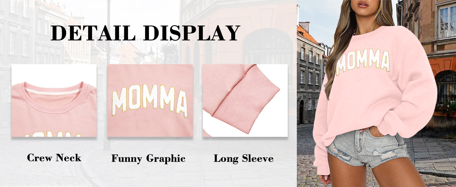 funny mom life letter print pullover tops mom cotton blend shirts mommy soft sweatshirt