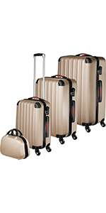 tectake 4TLG Hartshalenkoffer Set Champagner - Reisekoffer mit Rollen, ABS Hartschale, Teleskopgriff und Sicherheitsschl A94657ac 2f08 406a 975d C2ef7bec260d. CR0,0,150,300 PT0 SX150 V1