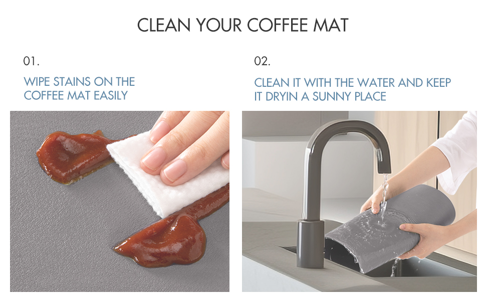 Dish Drying Mat for Kitchen Countertops, Coffee Mat Hide Stain Rubber