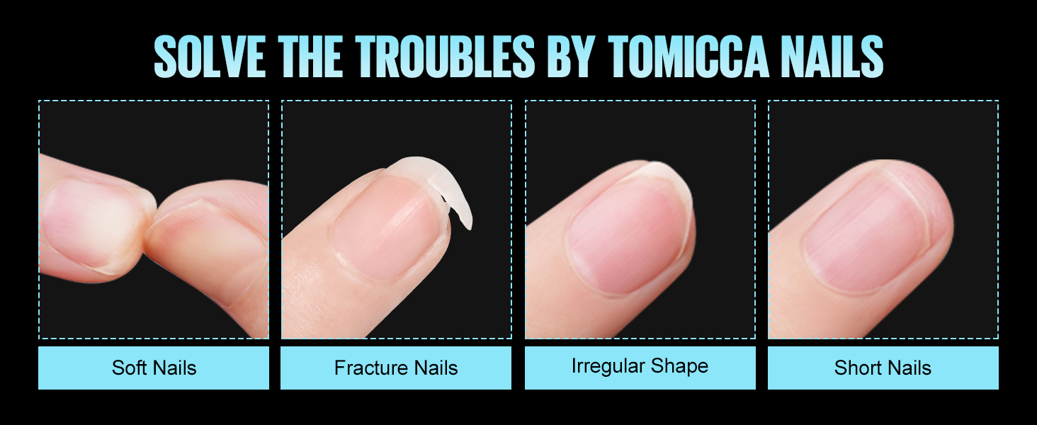 TOMICCA Extra Short Coffin False Nail Tips Full Cover