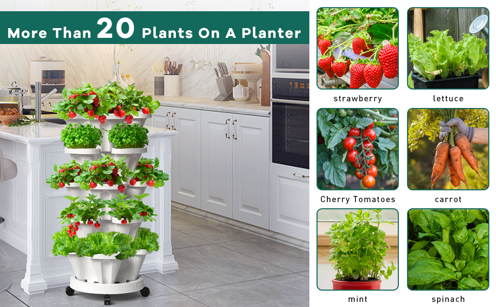Tectsia 2 Pack 6 Tiered Strawberry Vertical Planter Tower
