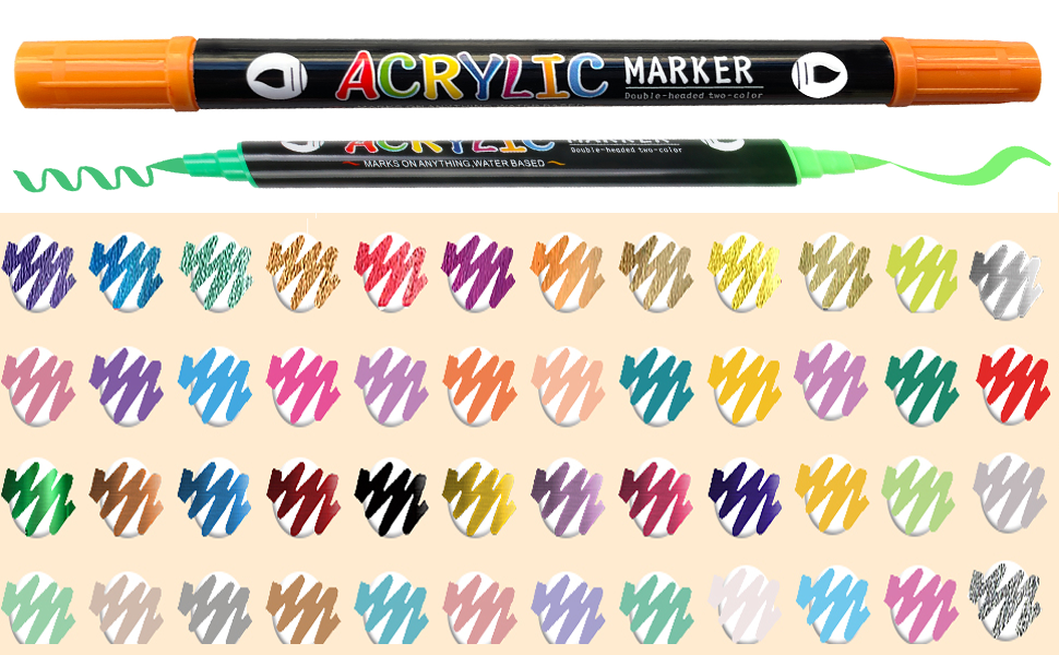 XZGm 𝟐𝟎𝟐𝟑 𝐔𝐩𝐠𝐫𝐚𝐝𝐞𝐝 Acrylic Paint Pens Set,12 Pack 24 Colours DoubleHeaded and DoubleColoured