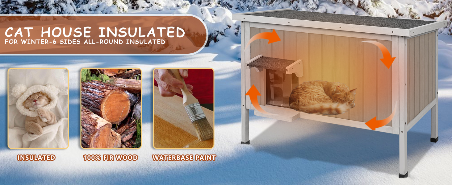 Gowoodhut Insulated Cat House Outdoor Feral Cat Shelter