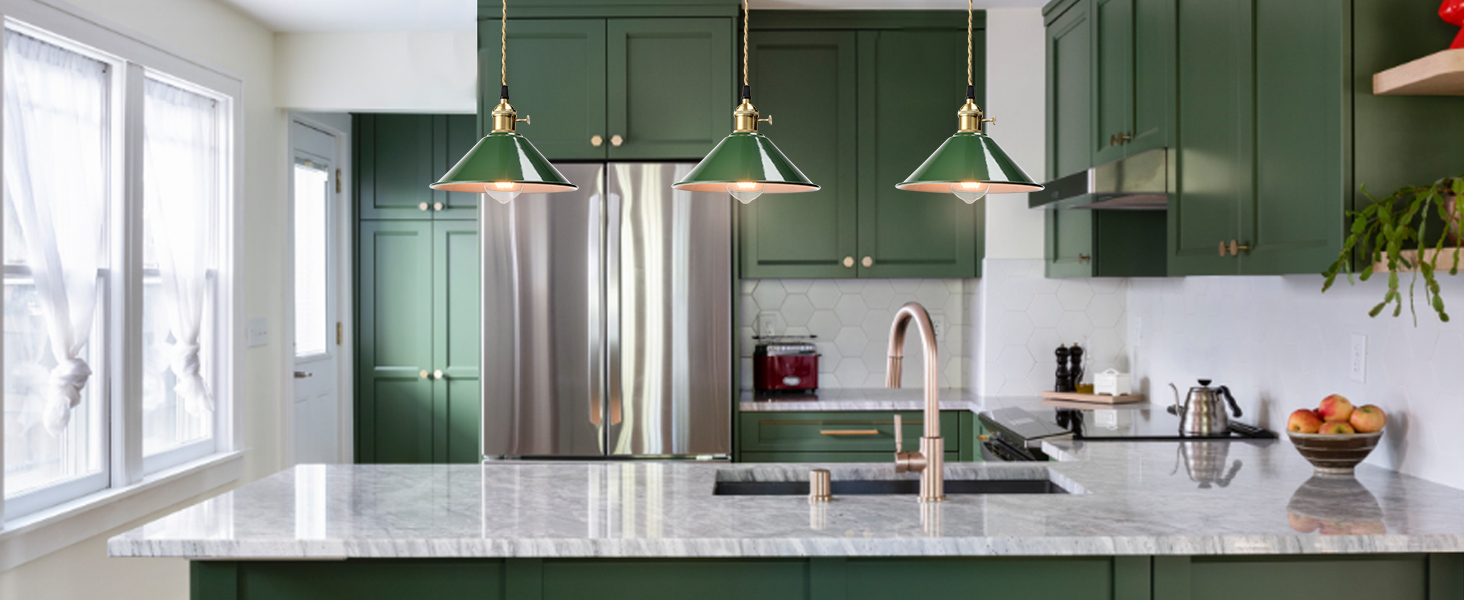 Green kitchen island pendant light