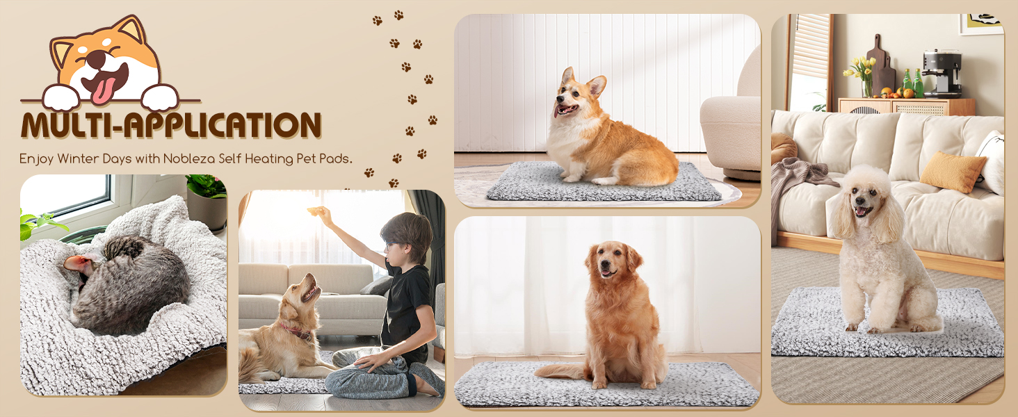 Nobleza Self Heating Cat Bed, Soft Warm Self Heating Pet Pad, Safe