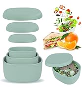 Anatole Silicone Food Storage Containers Set of 3 Lunch Box Bento with Lids BPA Free Dishwasher M...