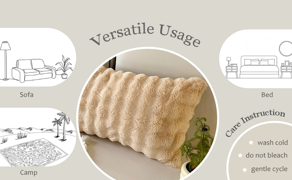 Khaki Faux Fur Body Pillowcase Ultra Soft Fluffy Shabby