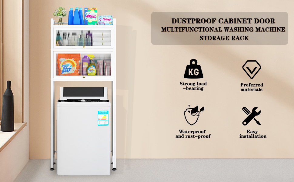 purplemaple Washing Machine Shelf,3Tier Laundry Room Shelf