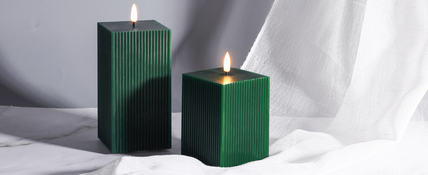 Dark Green Square LED Candles