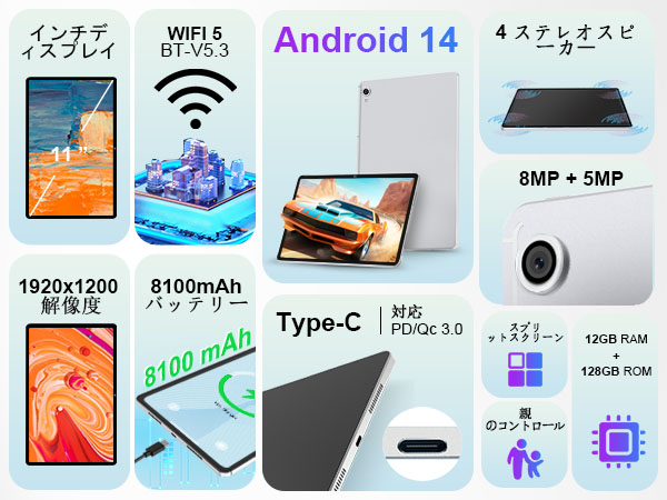 Amazon.co.jp: BekoQurd M11 タブレット 11インチ Android 14