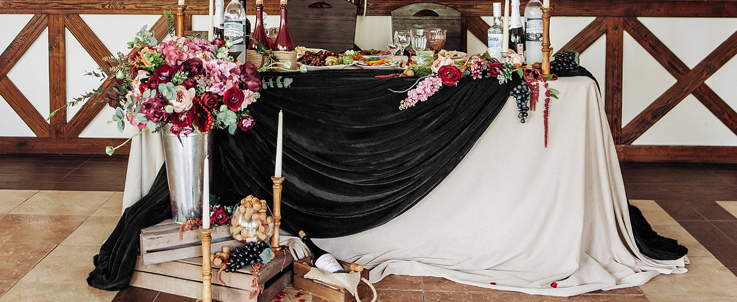 Hahuho Red Velvet Table Runner 10ft Extra Long,Soft Luxury