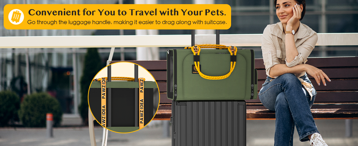 PAWZIDEA Expandable Pet Carrier w/ID, TSA Airline Approved