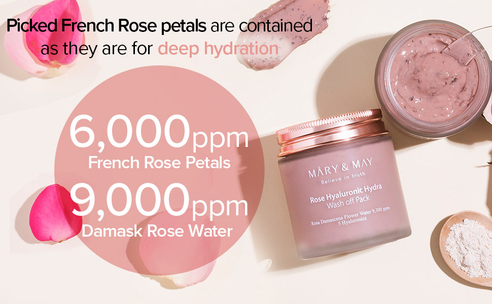 Mary&May, Rose extract, Hyaluronic, Hydrating, Washoff Pack, facial mask, mask pack, soothing, vegan