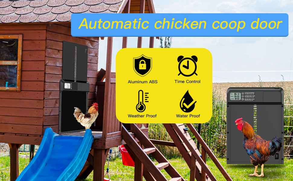 Automatic Chicken Coop Door Opener Battery Powered with LCD