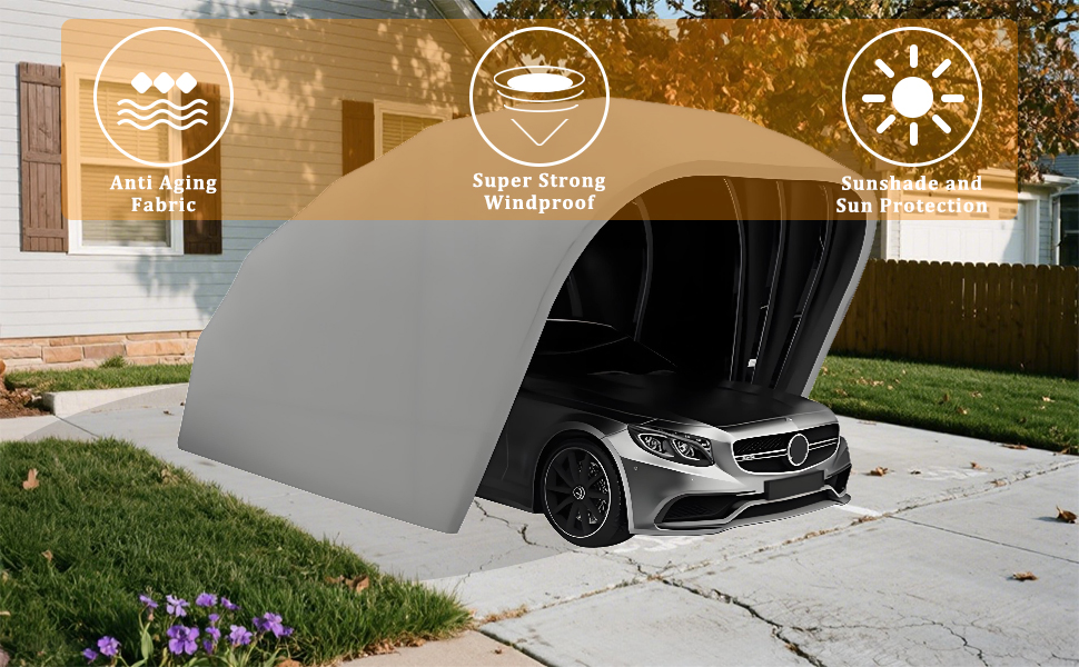 Stainless Steel Grey Carport, Foldable Retractable Car Awning,